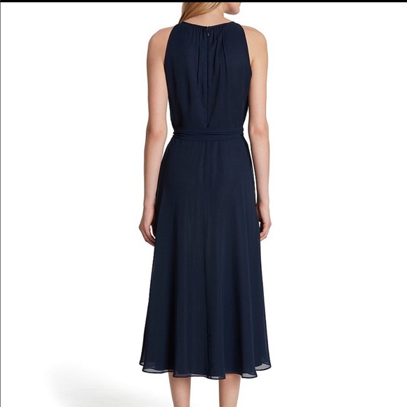 NEW Tahari ASL Navy high-low halter dress - Picture 2 of 8